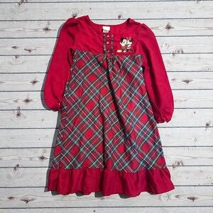 Disney Mickey Mouse Red Plaid Dress with Button Detail